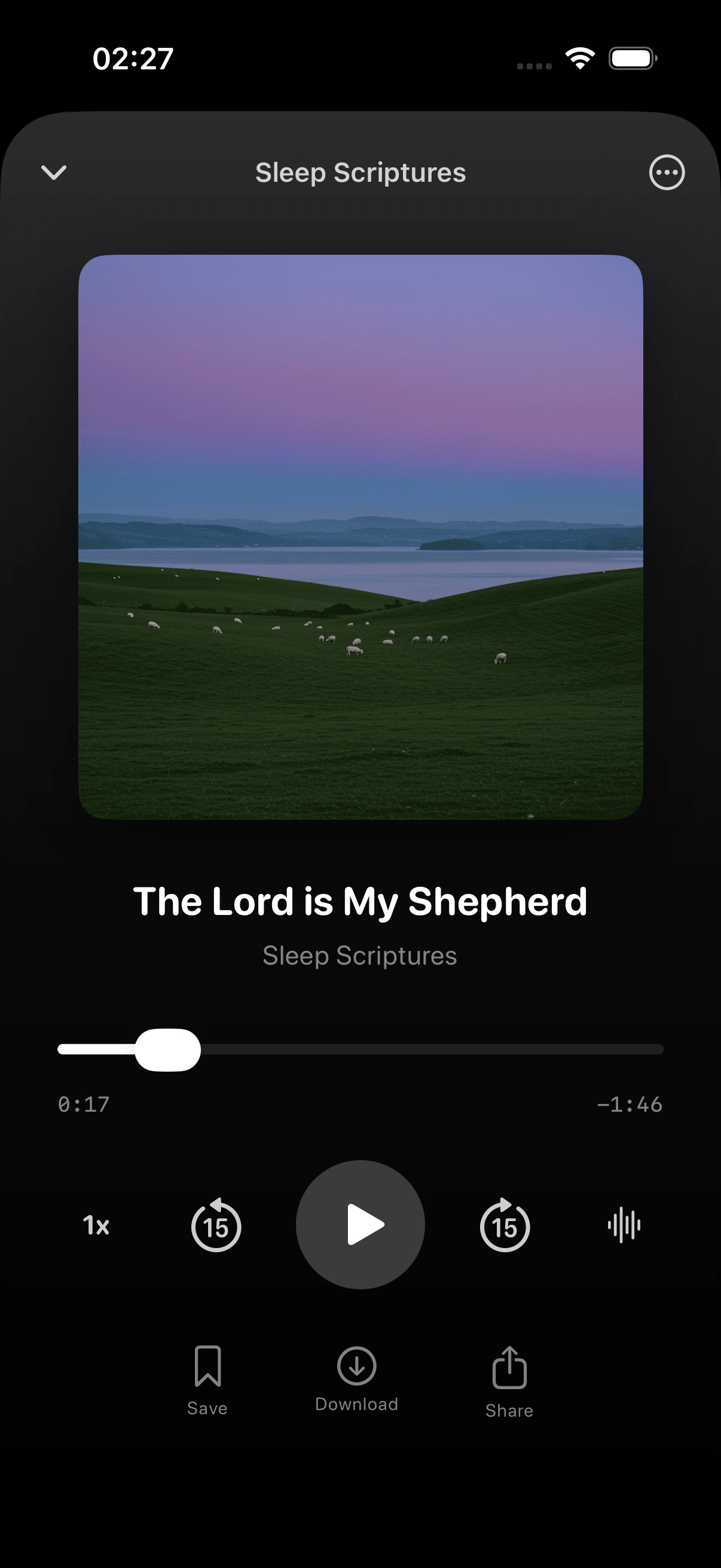 HolyCalm audio player for The Lord is My Shepherd