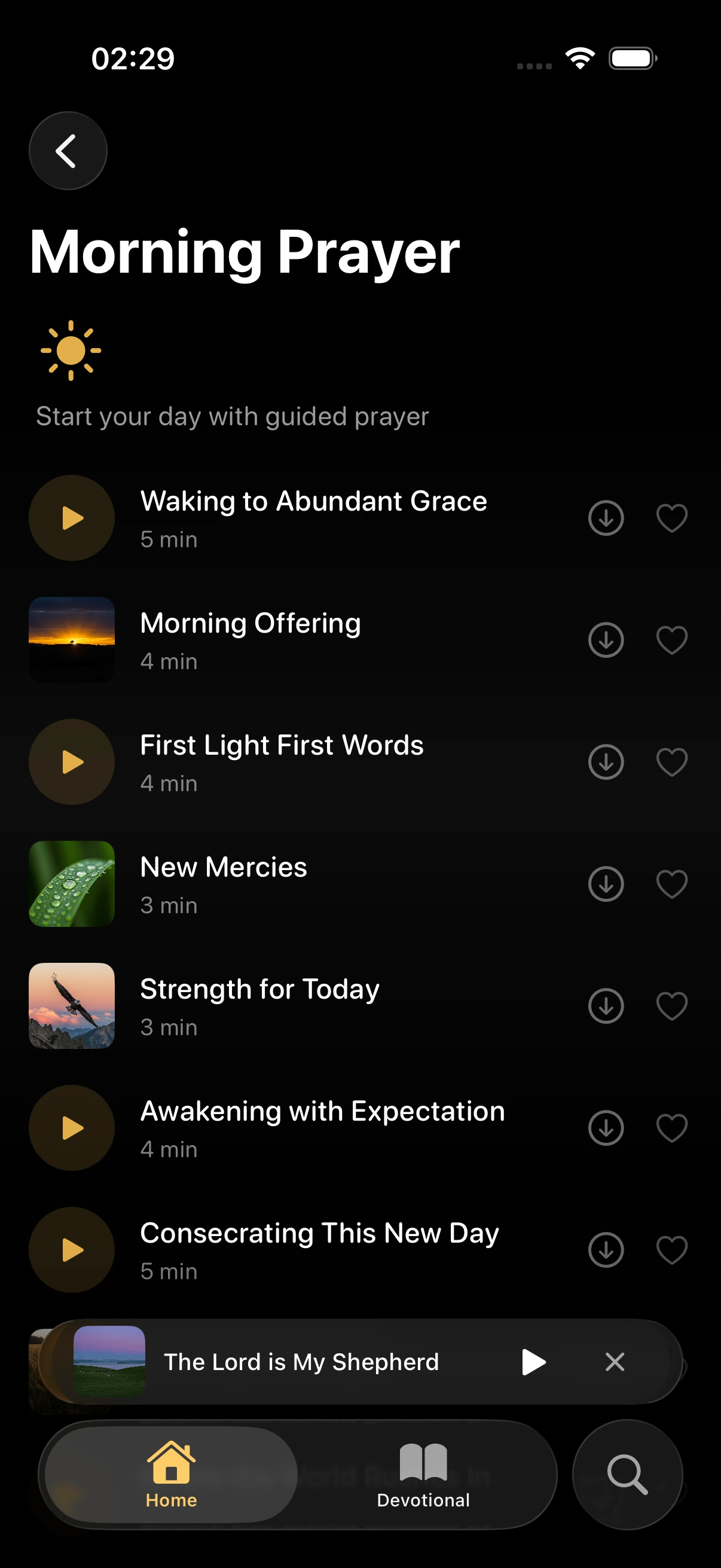 Morning Prayer category with guided prayers